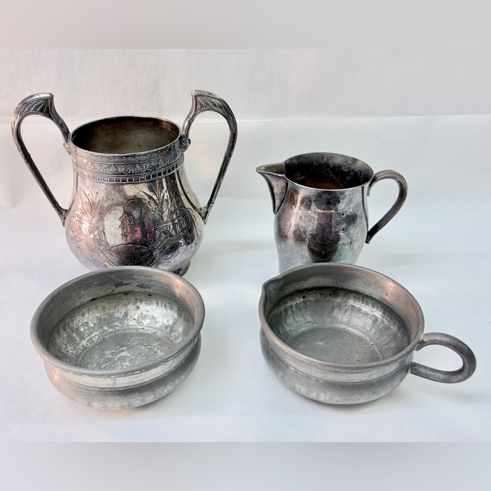 Lot of 4 Vintage Silver Plated and Pewter Pieces